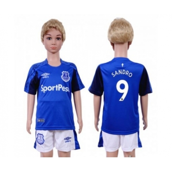 Everton 9 Sandro Home Kid Soccer Club Jersey