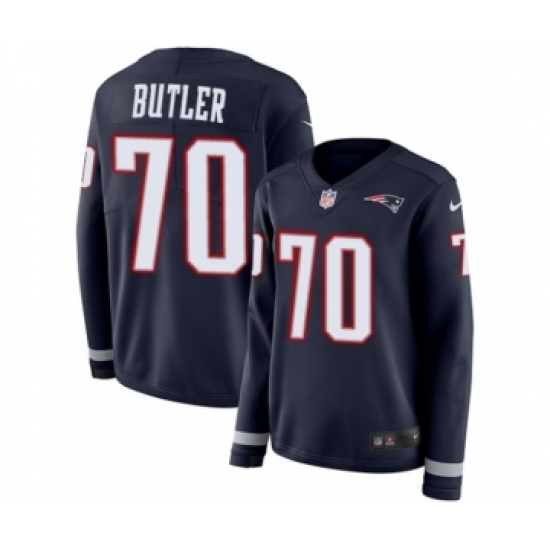 Women's Nike New England Patriots 70 Adam Butler Limited Navy Blue Therma Long Sleeve NFL Jersey