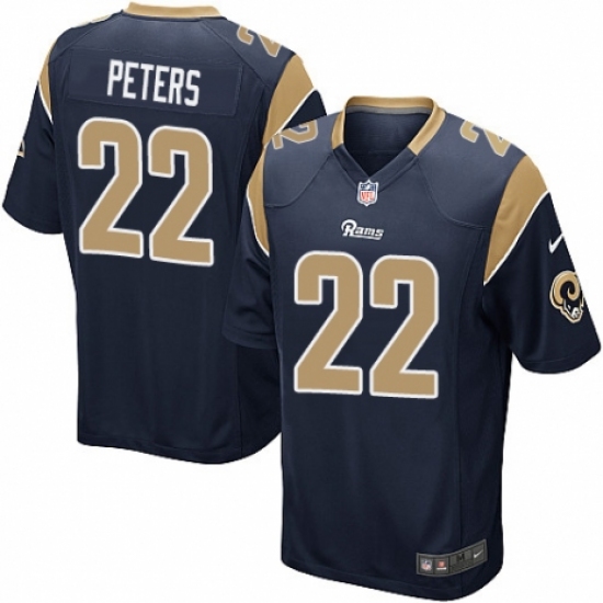 Men's Nike Los Angeles Rams 22 Marcus Peters Game Navy Blue Team Color NFL Jersey