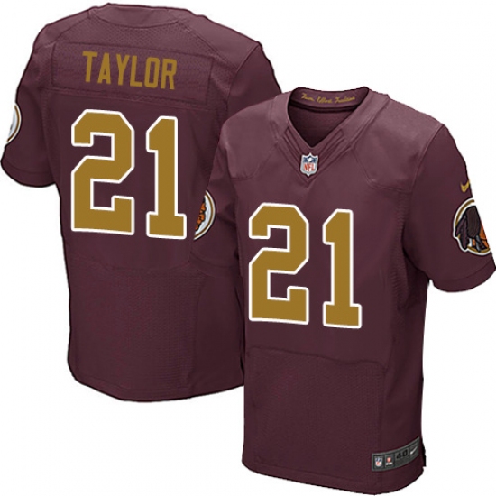 Men's Nike Washington Redskins 21 Sean Taylor Elite Burgundy Red/Gold Number Alternate 80TH Anniversary NFL Jersey