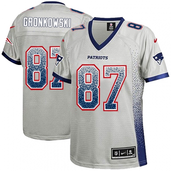 Women's Nike New England Patriots 87 Rob Gronkowski Elite Grey Drift Fashion NFL Jersey