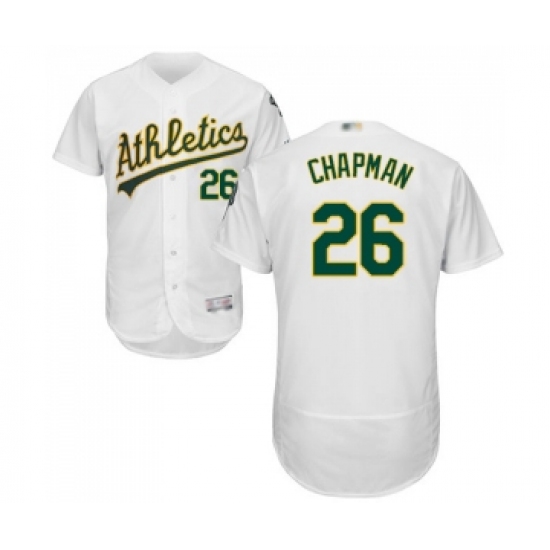 Men's Oakland Athletics 26 Matt Chapman White Home Flex Base Authentic Collection Baseball Jersey