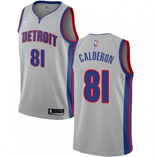 Men's Nike Detroit Pistons 81 Jose Calderon Swingman Silver NBA Jersey Statement Edition