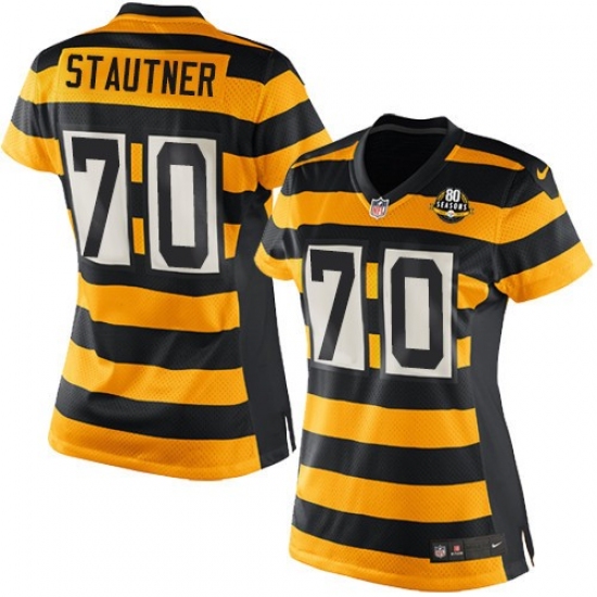 Women's Nike Pittsburgh Steelers 70 Ernie Stautner Game Yellow/Black Alternate 80TH Anniversary Throwback NFL Jersey