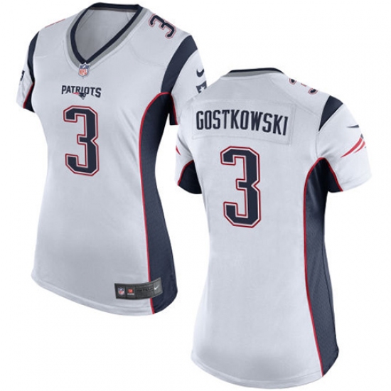 Women's Nike New England Patriots 3 Stephen Gostkowski Game White NFL Jersey