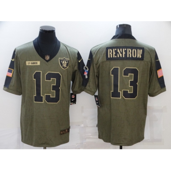 Men's Las Vegas Raiders 13 Hunter Renfrow Nike Olive 2021 Salute To Service Limited Player Jersey