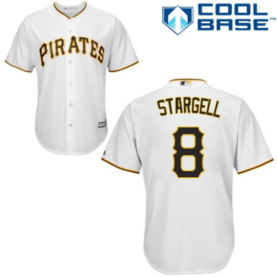 Youth Majestic Pittsburgh Pirates 8 Willie Stargell Authentic White Home Cool Base MLB Jersey