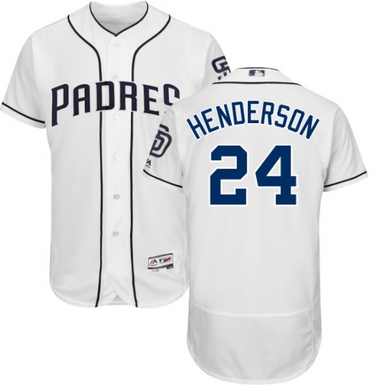 Men's Majestic San Diego Padres 24 Rickey Henderson White Home Flex Base Authentic Collection MLB Jersey