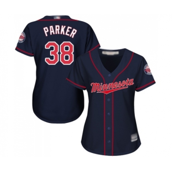 Women's Minnesota Twins 38 Blake Parker Replica Navy Blue Alternate Road Cool Base Baseball Jersey