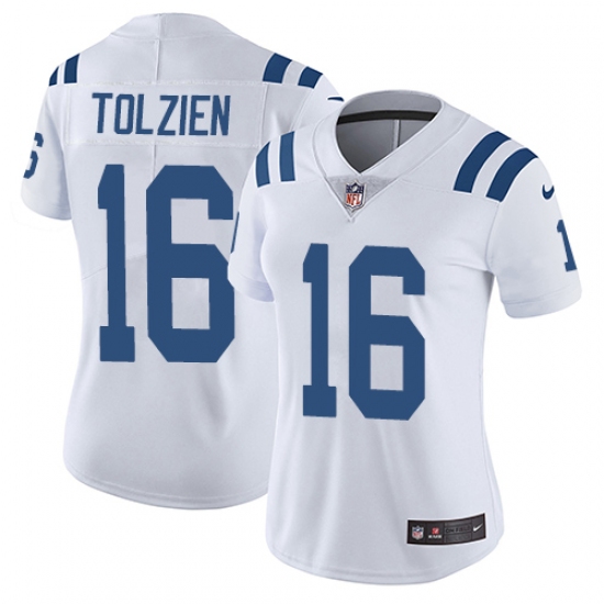 Women's Nike Indianapolis Colts 16 Scott Tolzien White Vapor Untouchable Limited Player NFL Jersey