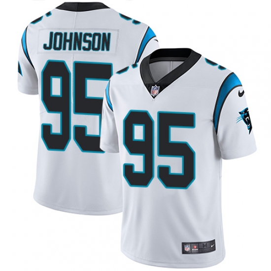 Men's Nike Carolina Panthers 95 Charles Johnson White Vapor Untouchable Limited Player NFL Jersey