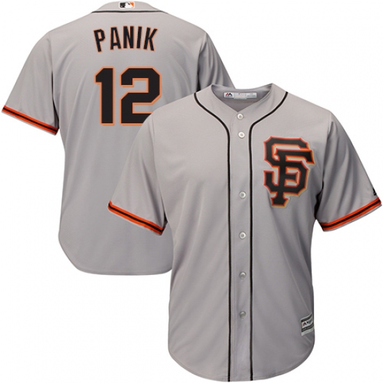 Men's Majestic San Francisco Giants 12 Joe Panik Replica Grey Road 2 Cool Base MLB Jersey