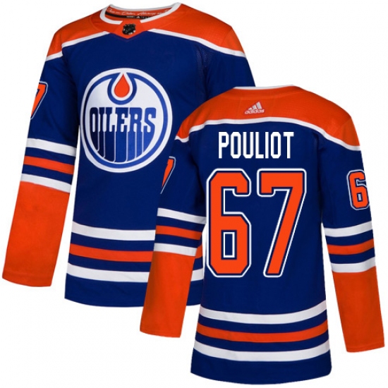 Men's Adidas Edmonton Oilers 67 Benoit Pouliot Premier Royal Blue Alternate NHL Jersey