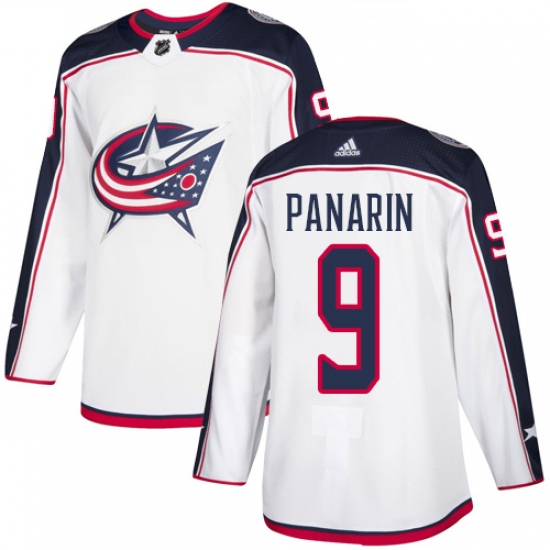 Men's Adidas Columbus Blue Jackets 9 Artemi Panarin White Road Authentic Stitched NHL Jersey