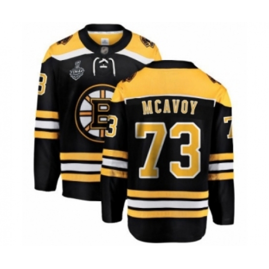 Men's Boston Bruins 73 Charlie McAvoy Authentic Black Home Fanatics Branded Breakaway 2019 Stanley Cup Final Bound Hockey Jersey