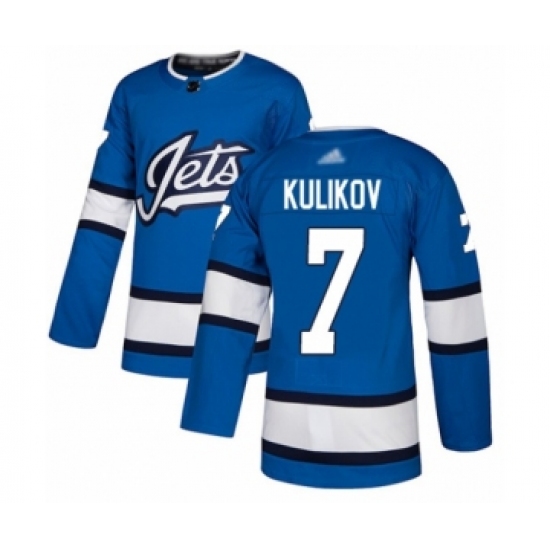 Men's Winnipeg Jets 7 Dmitry Kulikov Authentic Blue Alternate Hockey Jersey