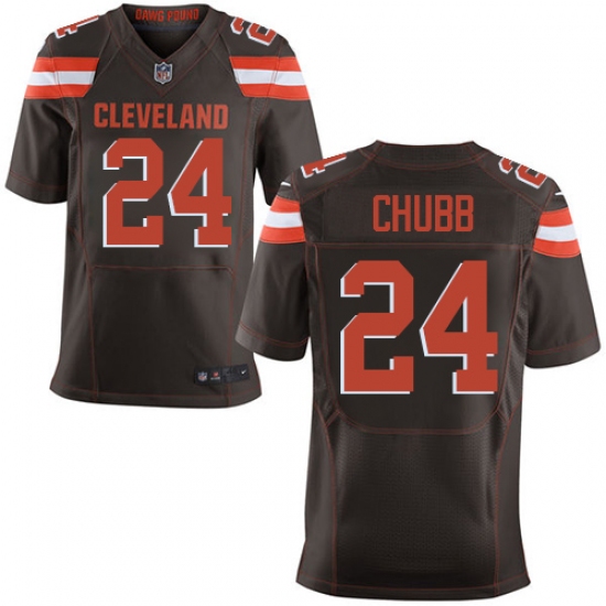 Men's Nike Cleveland Browns 24 Nick Chubb Elite Brown Team Color NFL Jersey