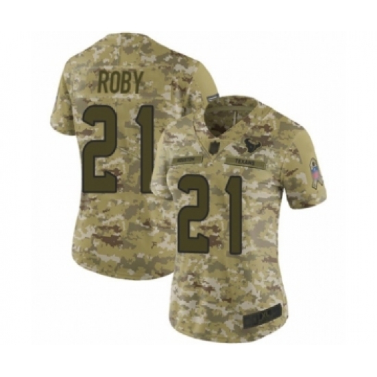 Women's Houston Texans 21 Bradley Roby Limited Camo 2018 Salute to Service Football Jersey