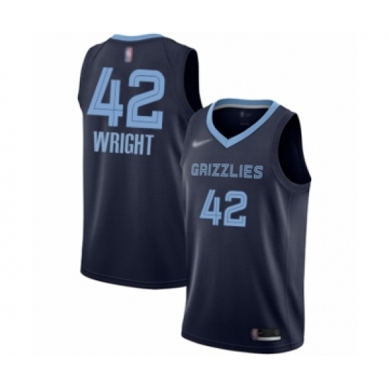 Youth Memphis Grizzlies 42 Lorenzen Wright Swingman Navy Blue Finished Basketball Jersey - Icon Edition