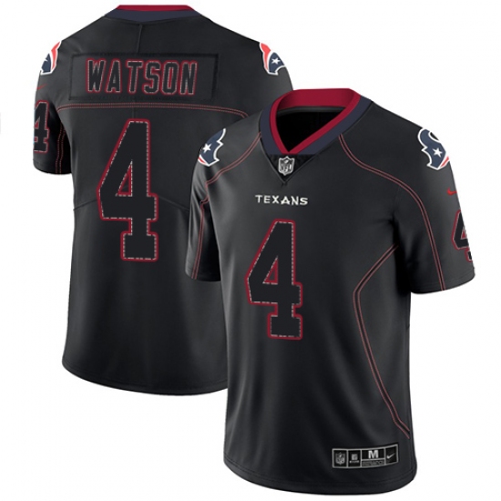 Men's Nike Houston Texans 4 Deshaun Watson Limited Lights Out Black Rush NFL Jersey