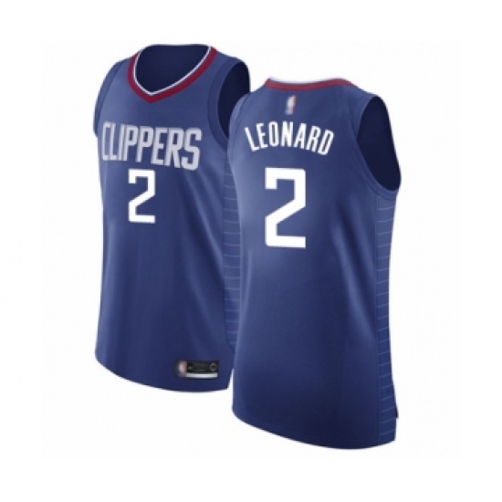 Men's Los Angeles Clippers 2 Kawhi Leonard Authentic Blue Basketball Jersey - Icon Edition