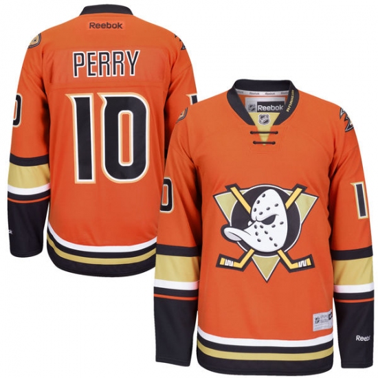 Men's Reebok Anaheim Ducks 10 Corey Perry Authentic Orange Third NHL Jersey