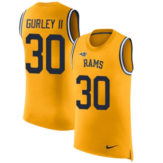 Men's Nike Los Angeles Rams 30 Todd Gurley Limited Gold Rush Player Name & Number Tank Top NFL Jersey