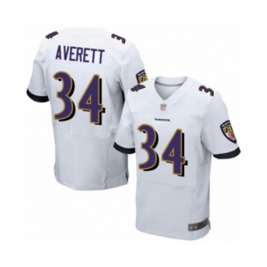 Men's Baltimore Ravens 34 Anthony Averett Elite White Football Jersey