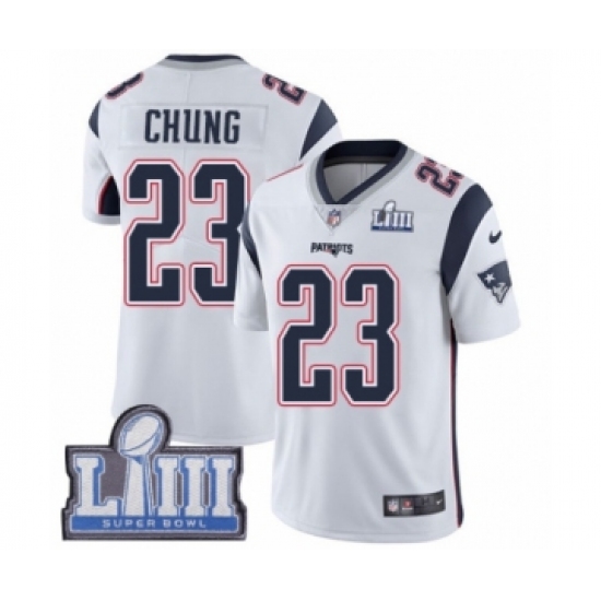 Men's Nike New England Patriots 23 Patrick Chung White Vapor Untouchable Limited Player Super Bowl LIII Bound NFL Jersey