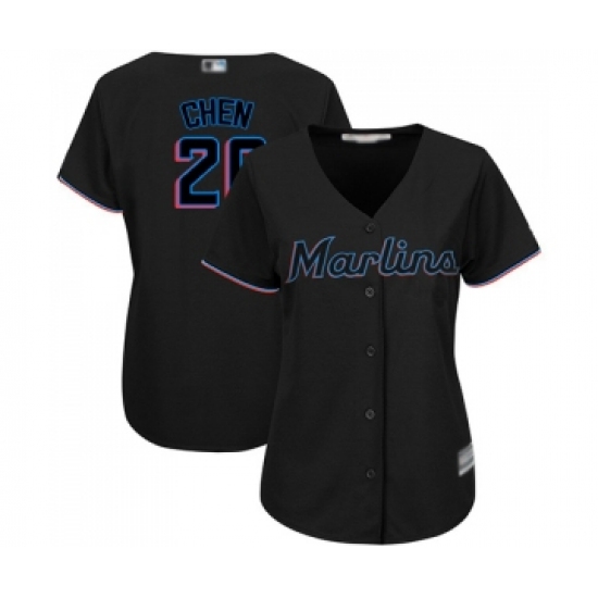 Women's Miami Marlins 20 Wei-Yin Chen Replica Black Alternate 2 Cool Base Baseball Jersey