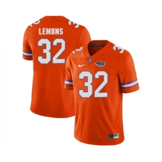 Florida Gators 32 Adarius Lemons Orange College Football Jersey