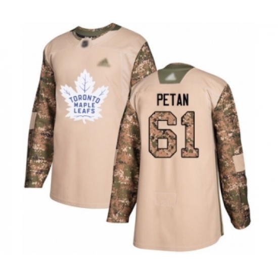 Youth Toronto Maple Leafs 61 Nic Petan Authentic Camo Veterans Day Practice Hockey Jersey