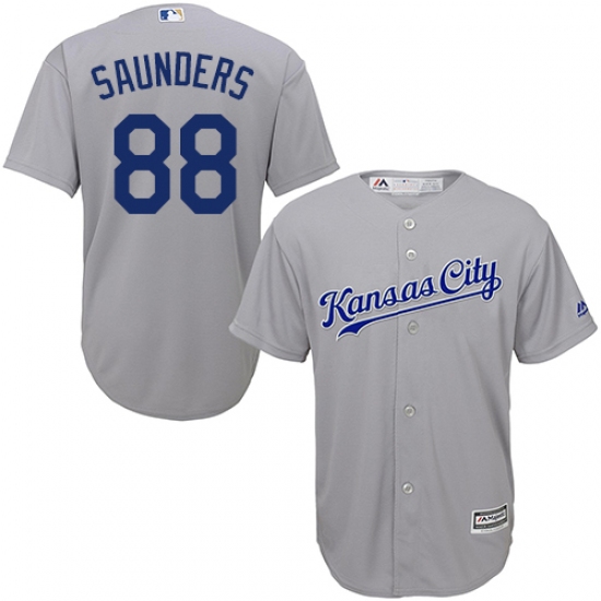 Men's Majestic Kansas City Royals 88 Michael Saunders Replica Grey Road Cool Base MLB Jersey