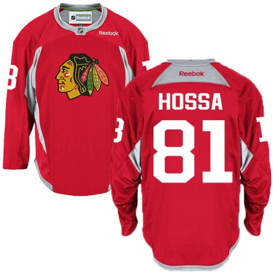 Men's Reebok Chicago Blackhawks 81 Marian Hossa Authentic Red Practice NHL Jersey