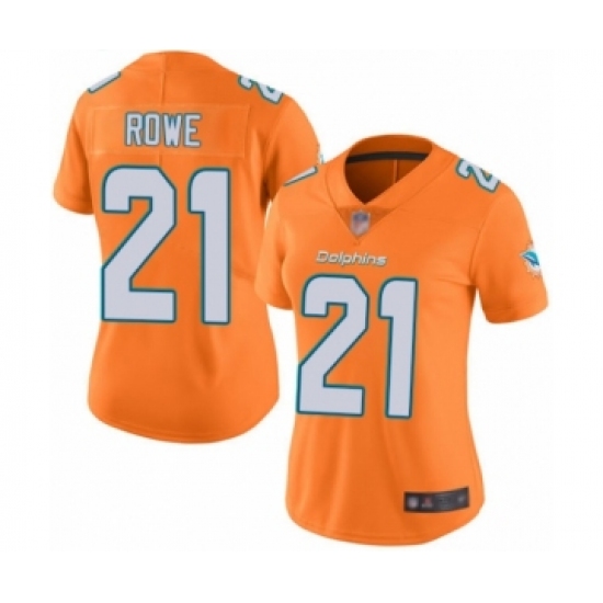Women's Miami Dolphins 21 Eric Rowe Limited Orange Rush Vapor Untouchable Football Jersey