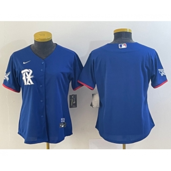 Women's Texas Rangers Blank Royal Blue 2023 City Connect Stitched Baseball Jersey