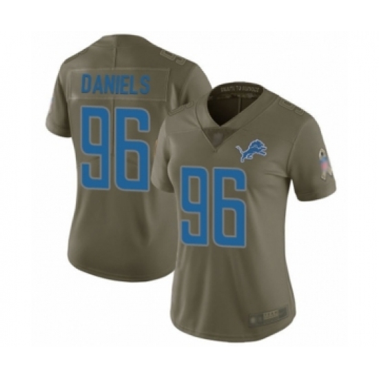 Women's Detroit Lions 96 Mike Daniels Limited Olive 2017 Salute to Service Football Jersey