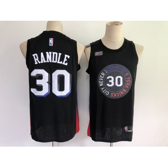 Men's New York Knicks 30 Julius Randle Black Nike City Player Jersey