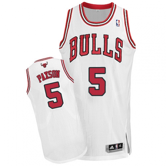 Men's Adidas Chicago Bulls 5 John Paxson Authentic White Home NBA Jersey