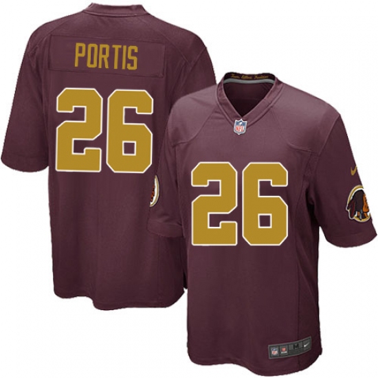 Men's Nike Washington Redskins 26 Clinton Portis Game Burgundy Red/Gold Number Alternate 80TH Anniversary NFL Jersey