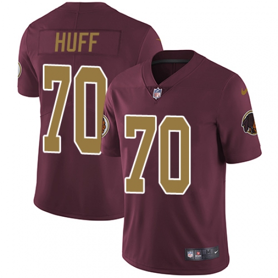 Men's Nike Washington Redskins 70 Sam Huff Burgundy Red/Gold Number Alternate 80TH Anniversary Vapor Untouchable Limited Player NFL Jersey