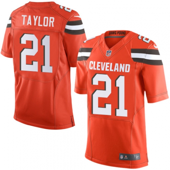 Men's Nike Cleveland Browns 21 Jamar Taylor Elite Orange Alternate NFL Jersey
