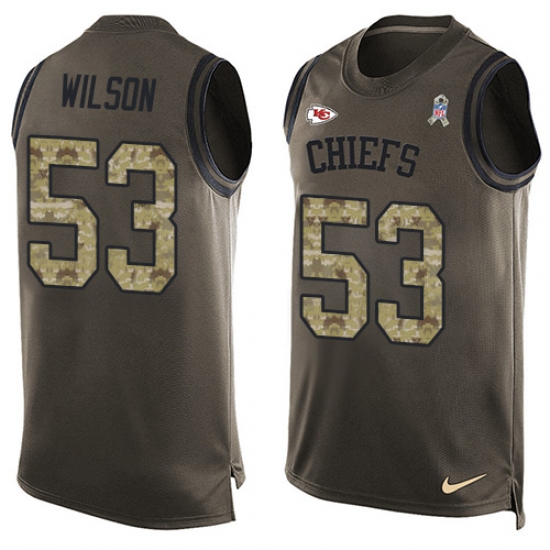 Men's Nike Kansas City Chiefs 53 Ramik Wilson Limited Green Salute to Service Tank Top NFL Jersey