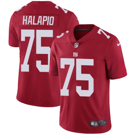 Men's Nike New York Giants 75 Jon Halapio Red Alternate Vapor Untouchable Limited Player NFL Jersey