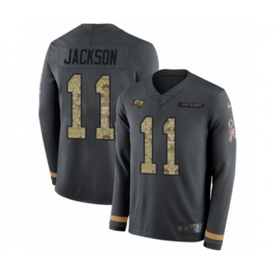 Men's Nike Tampa Bay Buccaneers 11 DeSean Jackson Limited Black Salute to Service Therma Long Sleeve NFL Jersey