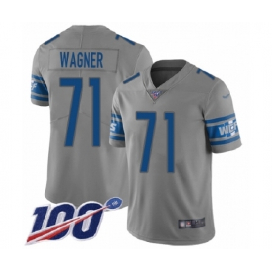 Youth Detroit Lions 71 Ricky Wagner Limited Gray Inverted Legend 100th Season Football Jersey