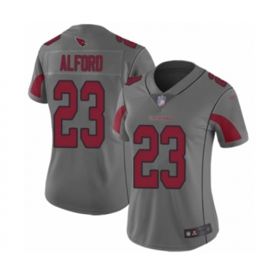 Women's Arizona Cardinals 23 Robert Alford Limited Silver Inverted Legend Football Jersey