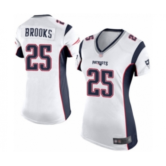 Women's New England Patriots 25 Terrence Brooks Game White Football Jersey