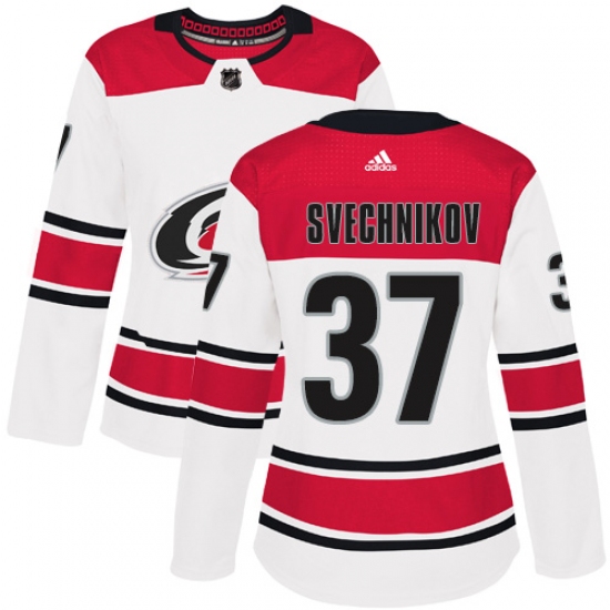 Women's Adidas Carolina Hurricanes 37 Andrei Svechnikov Authentic White Away NHL Jersey