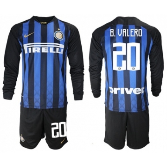 Inter Milan 20 B.Valero Home Long Sleeves Soccer Club Jersey